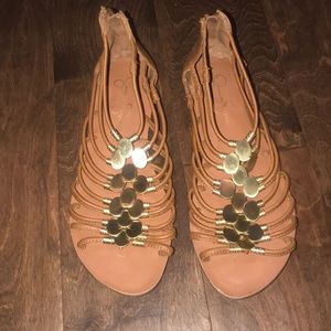 Brown and gold sandals